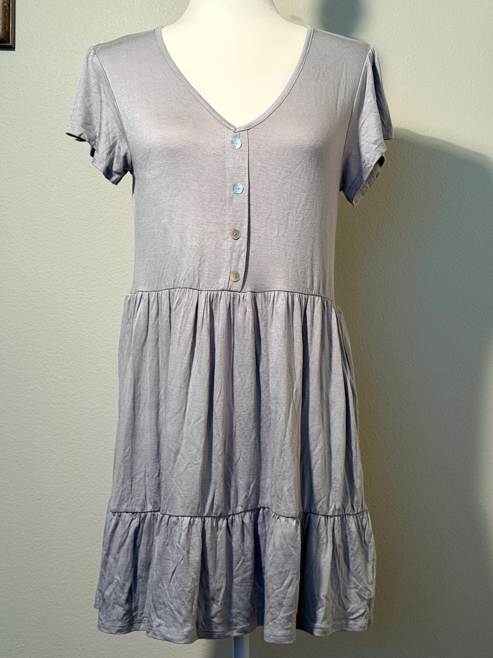 Starlet Gray Tunic Dress & Bobbie Brooks Printed Leggings Set M - Picture 8 of 14